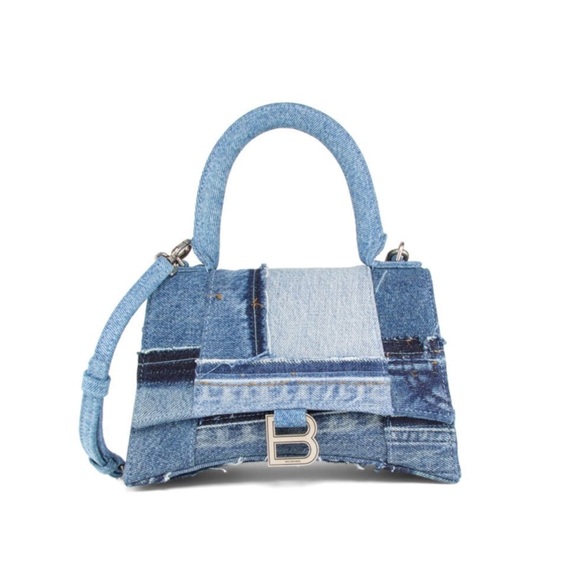 Balenciaga Handbags - Balenciaga Hourglass Logo Patchwork Denim Bag